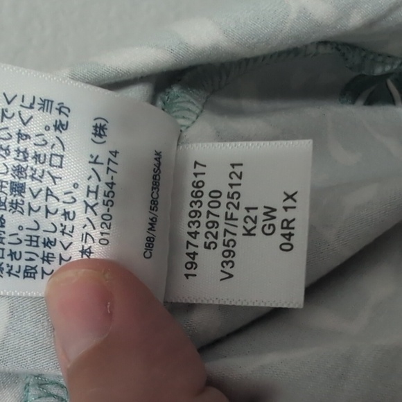 Lands End Faux Wrap Dress Modal Sage Teal White Leaf Floral Twist Summer Size 1X - Picture 8 of 12